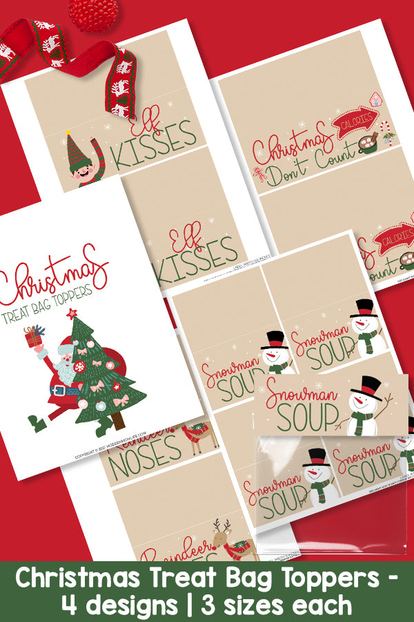 Printable Christmas Treat Bag Topper Snowman Soup Labels Gift 