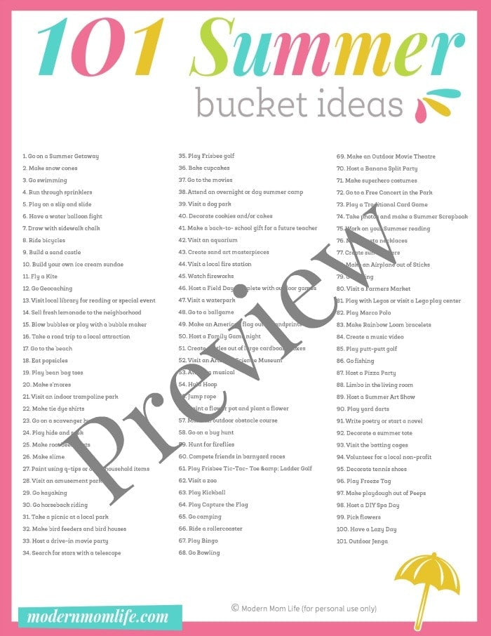 The Most Fun Summer Bucket List with Printables - Caitlin Houston Blog