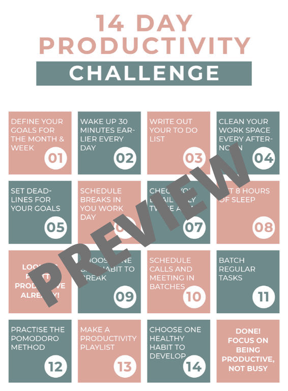 Free Productivity Planner Printable Download + 14 Day Challenge