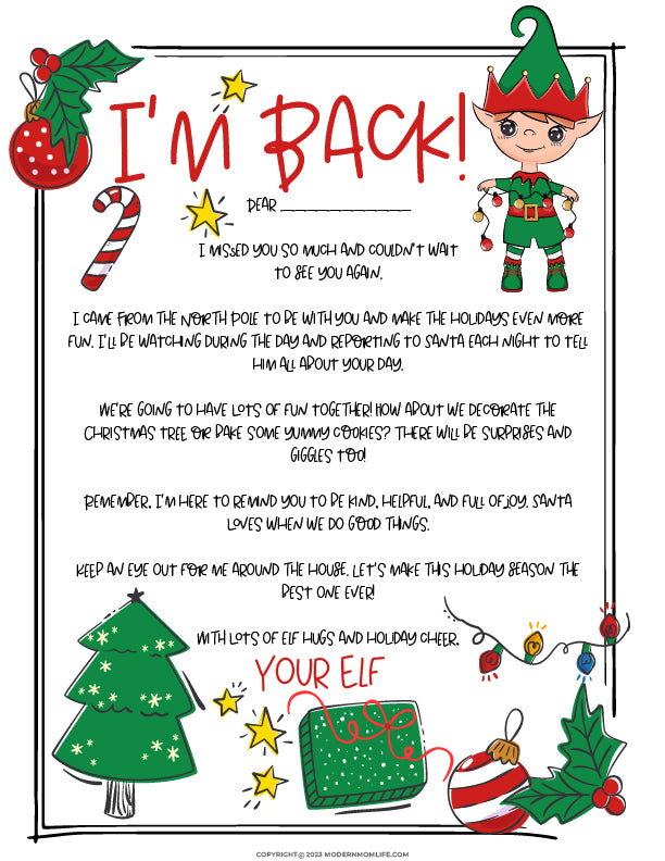 Elf Welcome Letter – modernmomlife