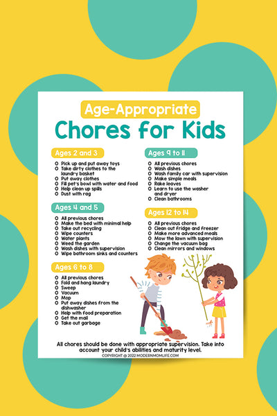 Chore Chart Checklist for Kids