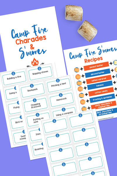 Camping Charades Game and S'mores Recipes