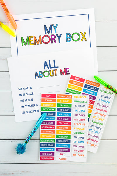 School Memory Box Printables