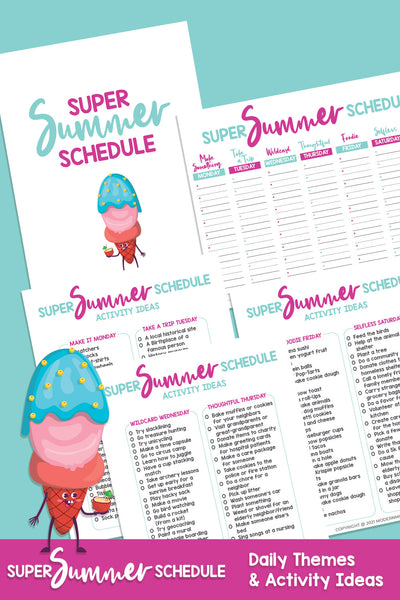 Super Summer Schedule Daily Themes and Activity Ideas