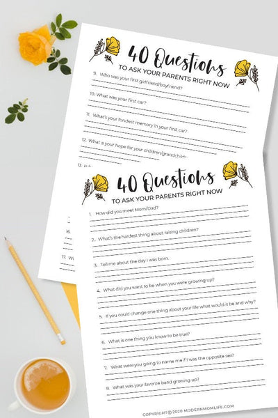 Questions for Parents Journal – modernmomlife