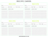 Weekly Meal Planner with Blank Recipe Cards