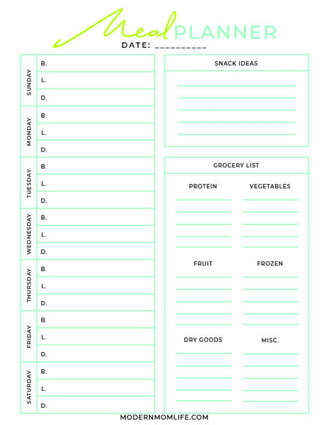 Weekly Meal Planner with Blank Recipe Cards – modernmomlife